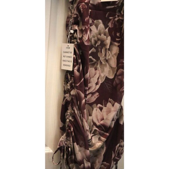 Mia Joy x Joyfolie Women's Sz Small Plum Purple Floral Alyssa Ruched Dress - Picture 7 of 13